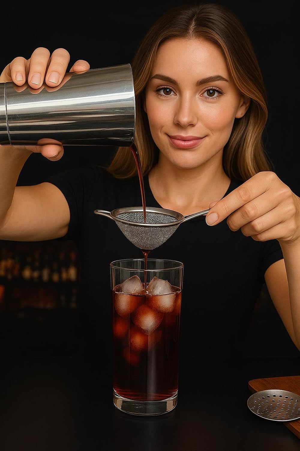 Cocktail Strainer Set Stainless Steel Bar Tools with Stirring Spoon - Hawthorne, Julep, & Fine-Mesh Sifter for Drinks