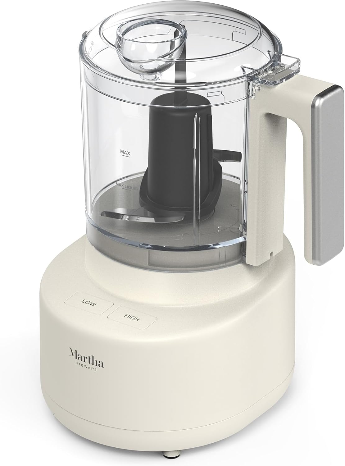 Martha Stewart 3 Cup Electric Food Chopper, Vegetable & Herb Mini Food Processor, 24oz BPA-Free Bowl, Stainless Steel Blades, Pour Spout, Dicing, Mincing, Chop & Puree, Dishwasher Safe, Sky