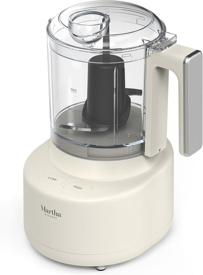 Martha Stewart 3 Cup Electric Food Chopper, Vegetable & Herb Mini Food Processor, 24oz BPA-Free Bowl, Stainless Steel Blades, Pour Spout, Dicing, Mincing, Chop & Puree, Dishwasher Safe, Sky