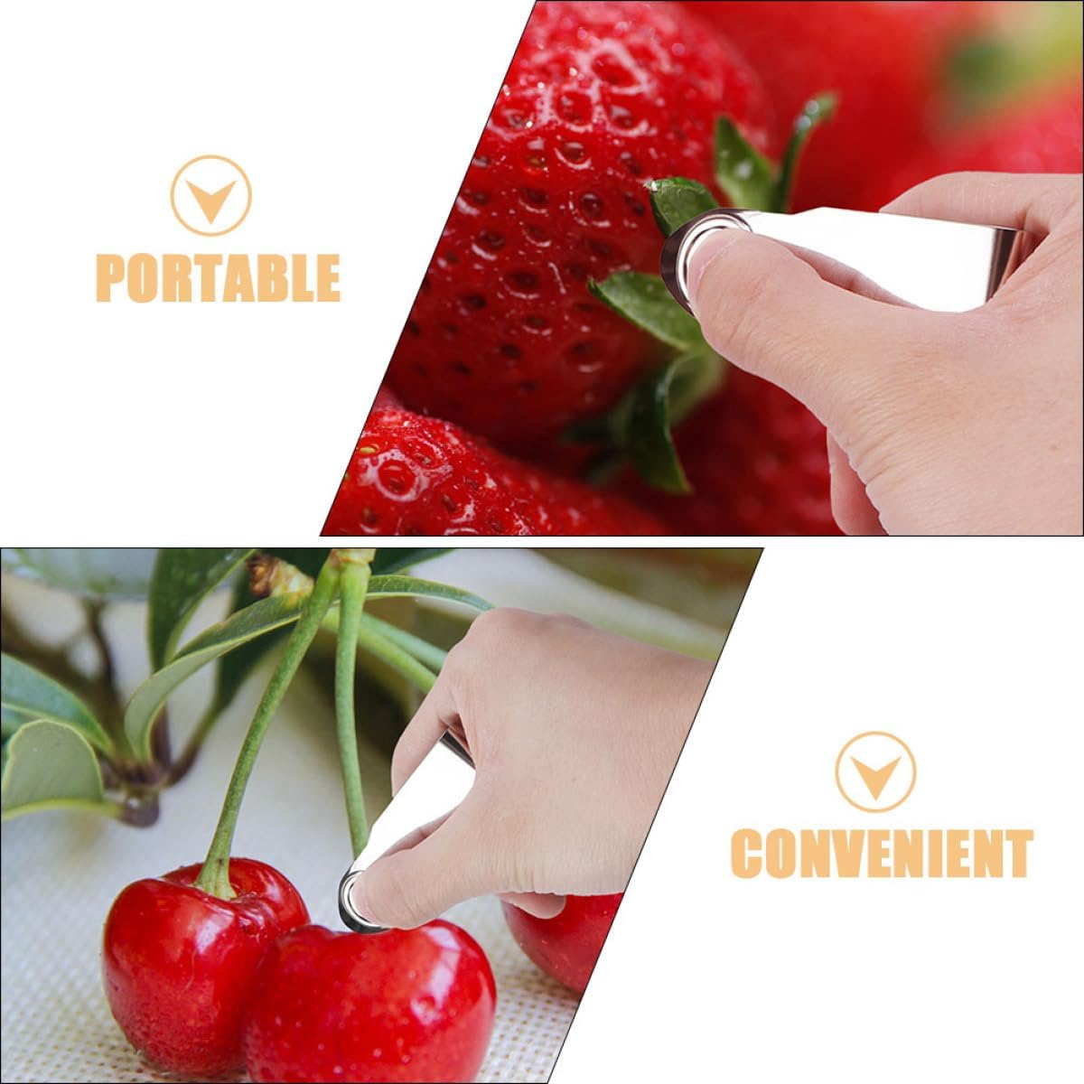Angoily 4pcs Stainless Steel Strawberry Huller Tool Stem Remover Kitchen Fruit Corer Set for Home Cooking