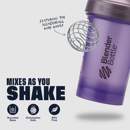 BlenderBottle Classic V2 Shaker Bottle Perfect for Protein Shakes and Pre Workout, 28-Ounce, Clear/Black