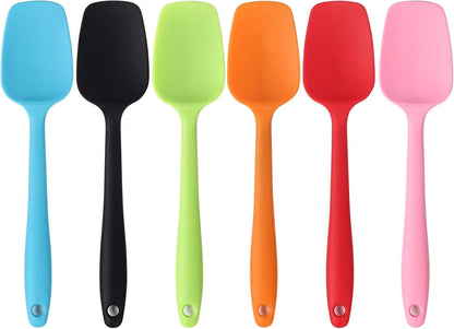 Silicone Spatulas, 10.6 inch Rubber Spoon Spatula Heat Resistant One Piece Design Seamless Non-Stick Spoonulas Flexible Scrapers Baking Mixing Tool (4 Pcs)