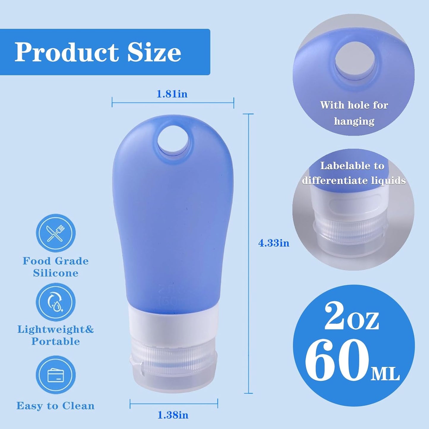 4-Pack Squeeze Salad Dressing Bottles, Leak Proof Food Storage Sauce Bottles Sauce Bottles, Portable Small Salad Dressing Containers,Food-grade Silicone- 4 Colors(1.3oz and 2 oz)