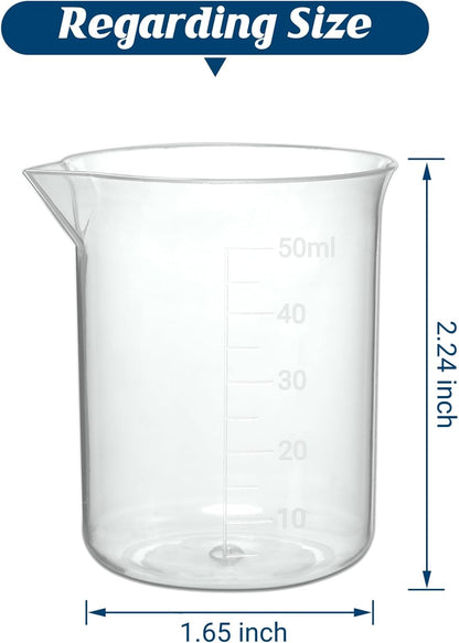 Plastic Measuring Cups, 100ml, Set of 15, for Liquid Measurement and Scientific Experiments