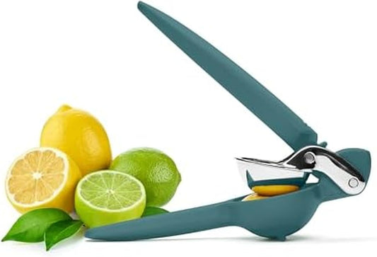 Chef'n FreshForce Lemon Squeezer Citrus Juicer, Manual Hand Press with Dual-Gear Power for Maximum Juice Extraction, Durable, Lime Green