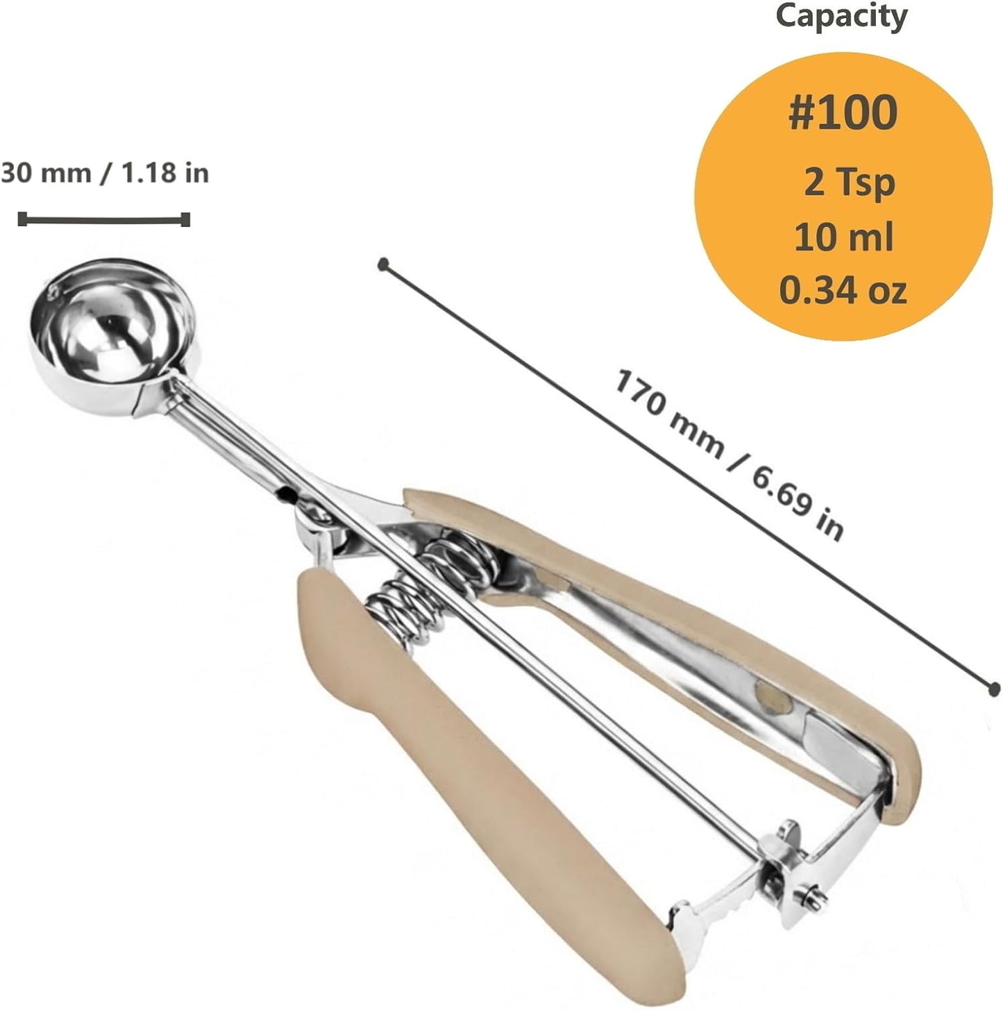Cookie Scoop, Ice Cream Scoop, 1Tbsp/15 ml/0.5oz Cookie Scoops for Baking, 18/8 Stainless Steel Cookie Scooper for Baking, Ice Cream Scooper with Trigger Release, Cookie Dough Scoop with Non-slip Grip