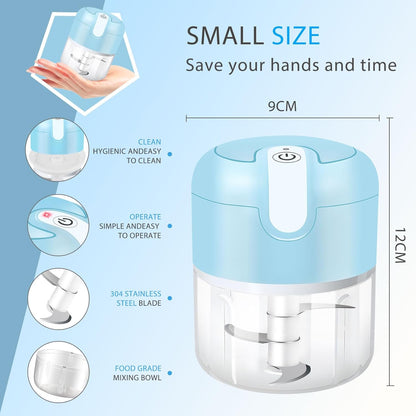 EASYSPEED Electric Garlic Chopper 1Cup, Mini USB Charging Wireless Food Processor with 304 Stainless Steel, 3 Sharp Blades, Portable Kitchen Meat Grinder for Onion, Garlic, Ginger, Chili
