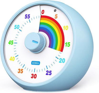 Visual Timer for Kids, 60-Minute Countdown for Classroom Office Kitchen, Desk Timer Kids Time Management Tools with Silent Operation, Pomodoro Timer Rainbow Pattern Purple
