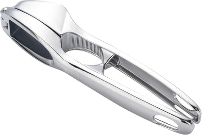 Kitchen Premium Garlic Press - Zinc Alloy Garlic Press effortlessly crushes garlic cloves, ginger chunks, nuts, and seeds. Comfortable to use and dishwasher safe.