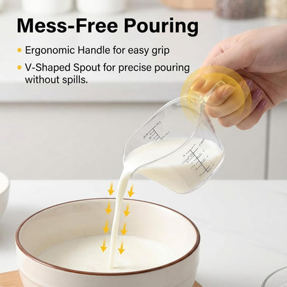 4 Pack Small Measuring Cup 2oz/60ml Mini Measuring Cup with tsp/tbsp/oz/ml Markings Clear 2 Oz Measurings Cups for Kitchen Laundry DIY Beauty Mixing
