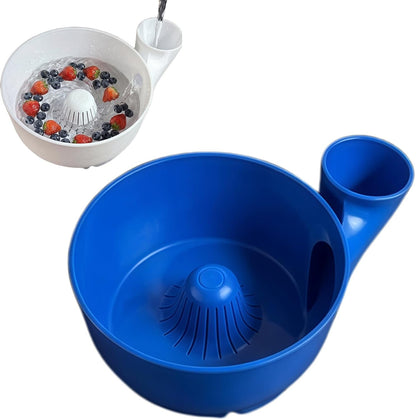 Fruit and Vegetable Washing Bowl, Multifunctional Plastic Colander with Handle, Kitchen Strainer Basket for Berries, Salad, Rinse, Drain, 10 Colors (white, S)