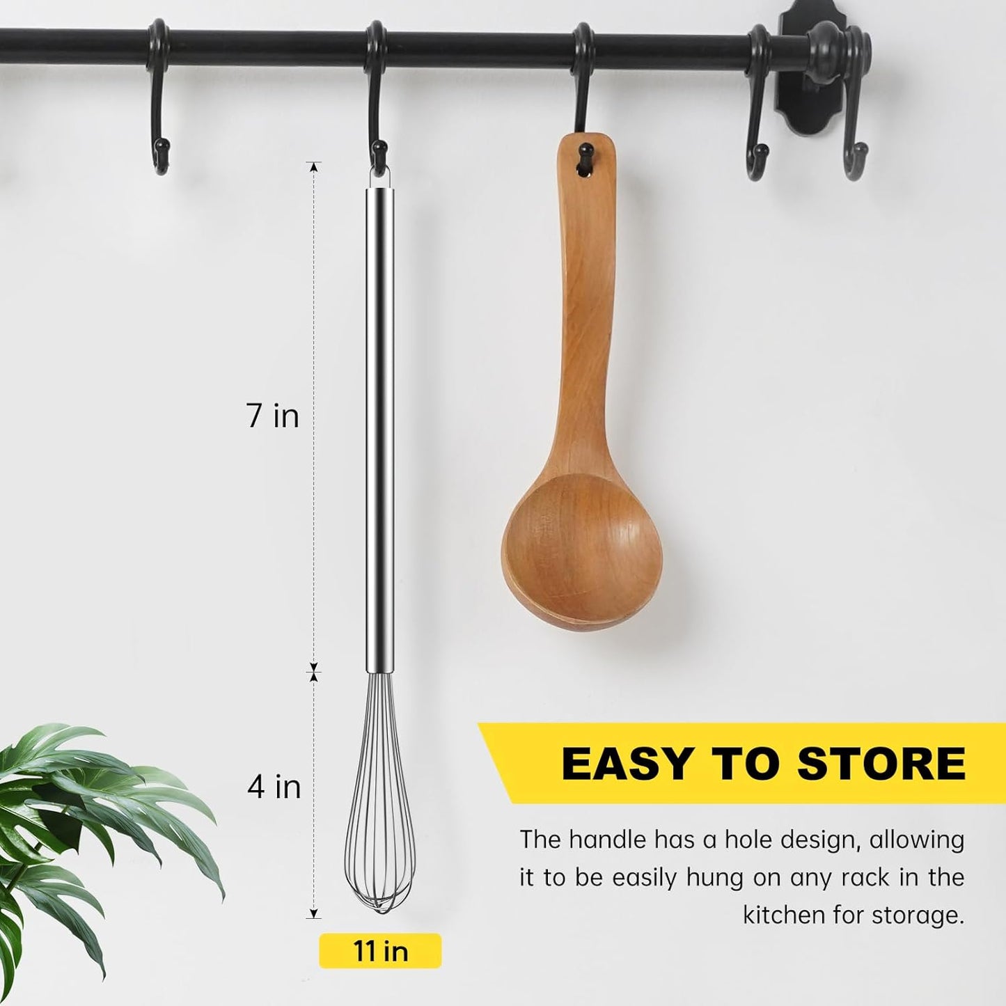 NileHome Stainless Steel Whisk 8" Hand Blender + 10" Semi-Automatic Rotary Kitchen Whisk Kitchen Wisk Wire Whisks for Cooking, Whisking, Blending, Beating, Stirring- 2 Pack...