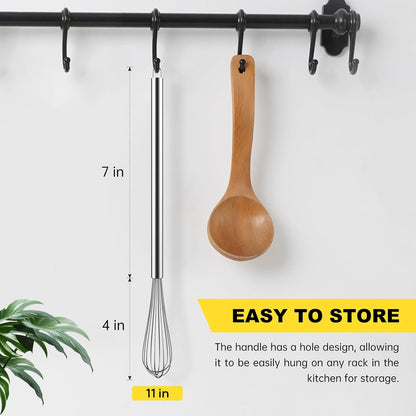 NileHome Stainless Steel Whisk 8" Hand Blender + 10" Semi-Automatic Rotary Kitchen Whisk Kitchen Wisk Wire Whisks for Cooking, Whisking, Blending, Beating, Stirring- 2 Pack...