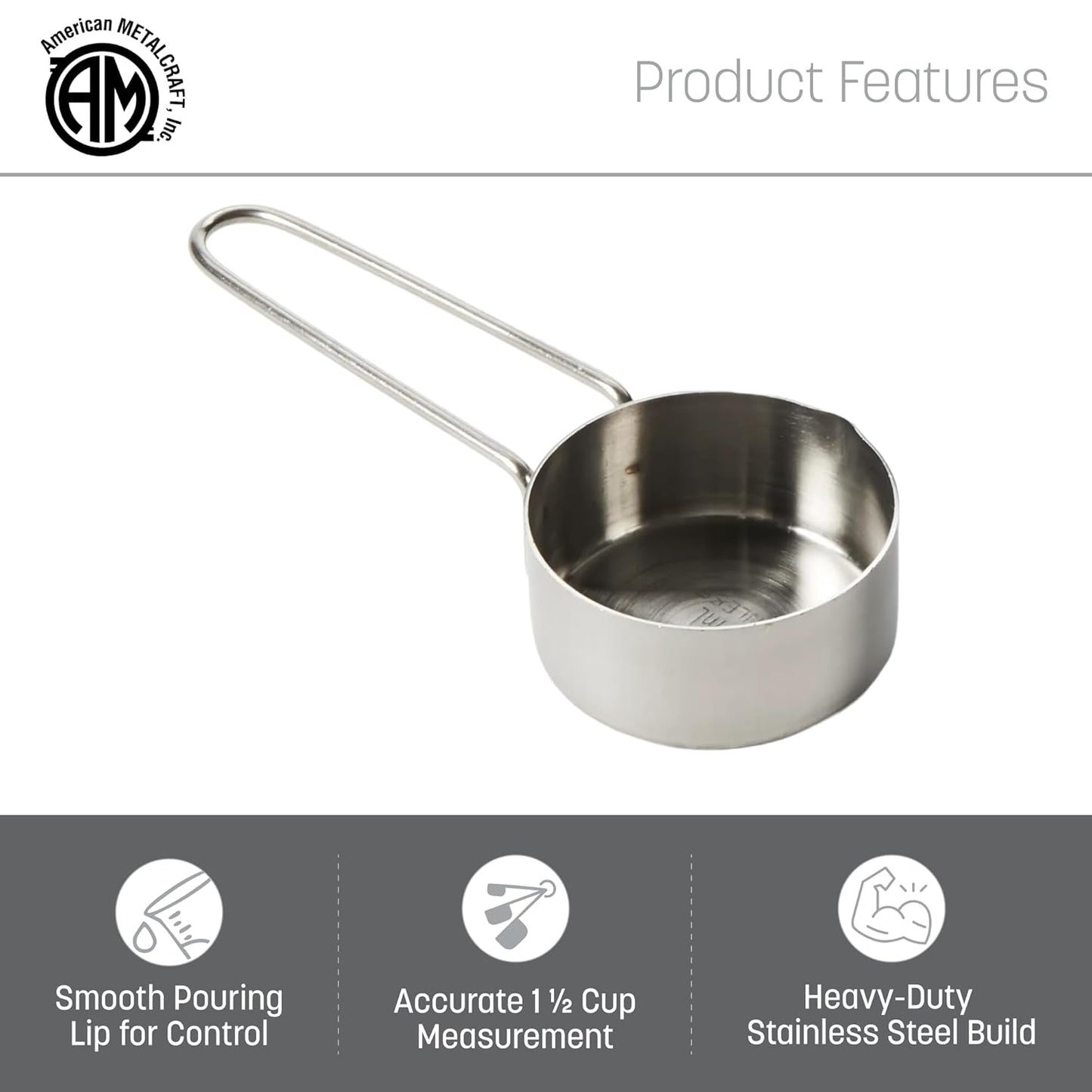 American METALCRAFT, Inc. 1/3 Stainless Steel Measuring Cup, Silver
