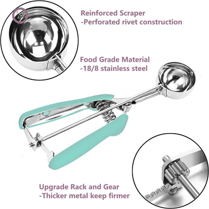 Ice Cream Scoop, 18/8 Stainless Steel Cookie Scoop, Cookie Scoops for Baking, 2 Tbsp/ 30 ml/ 1 oz Cookie Dough Scoop, Ice Cream Scooper with Trigger Release, Cookie Scooper for Baking