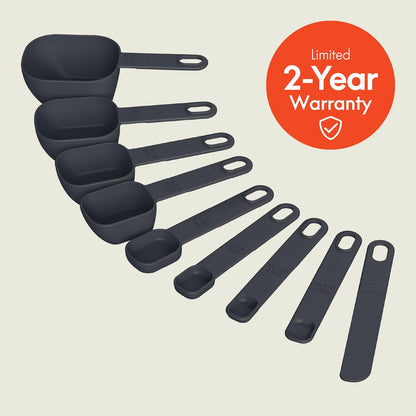 bella 9-Piece Nested Measuring Cups & Spoons Set, Stackable, 4 Cups, 4 spoons, 1 Leveler, Non-slip handles, Kitchen Cooking Baking Measuring Set, BPA Free, Dishwasher Safe, Oatmilk