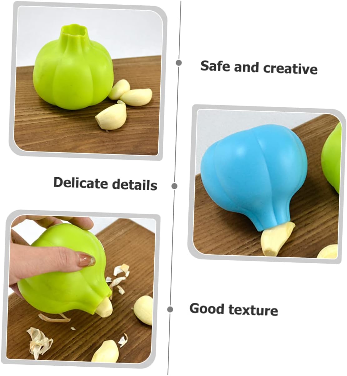 2pcs Silicone Garlic Peeler Reusable Garlic Skin Remover Tool Soft and Kitchen Gadget for Effortless Peeling Random Colors