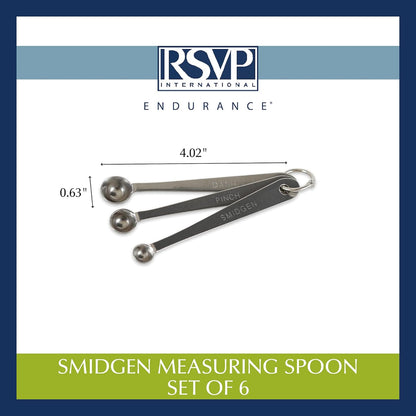 RSVP International Endurance Kitchen Collection Measuring Tools, Dishwasher Safe, Smidgen, 3 Piece, Stainless Steel