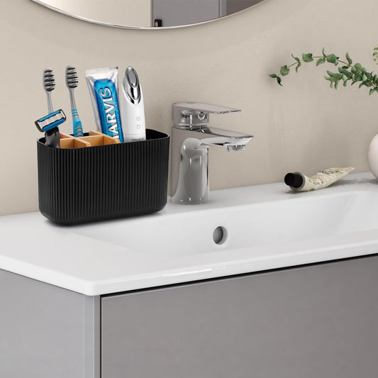 GFWARE Toothbrush Holders for Bathrooms, 5 Slots Bamboo Toothbrush Holder Kids Electric Toothbrush Holder and Toothpaste Holder for Bathroom Countertop Accessories Storage, Marble Toothbrush Organizer