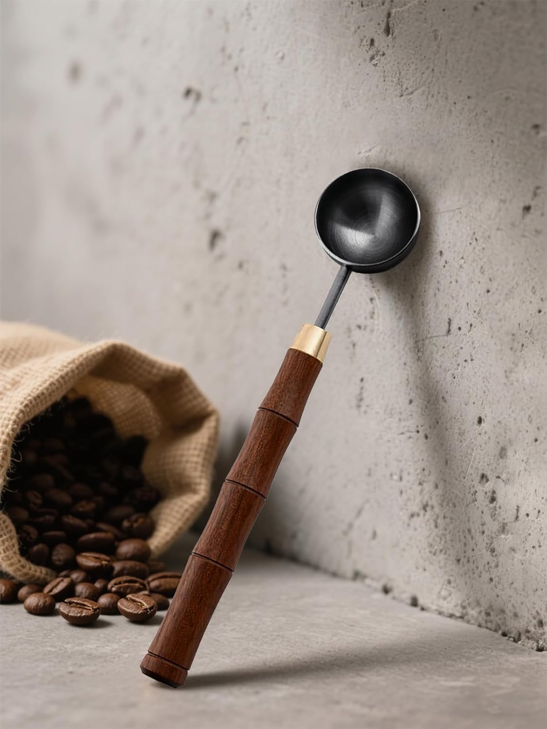Rosewood Handle Coffee Scoops – Exquisite and Portable Stainless Steel Spoon with Long-Handled for Coffee (Silver, 5g Capacity)