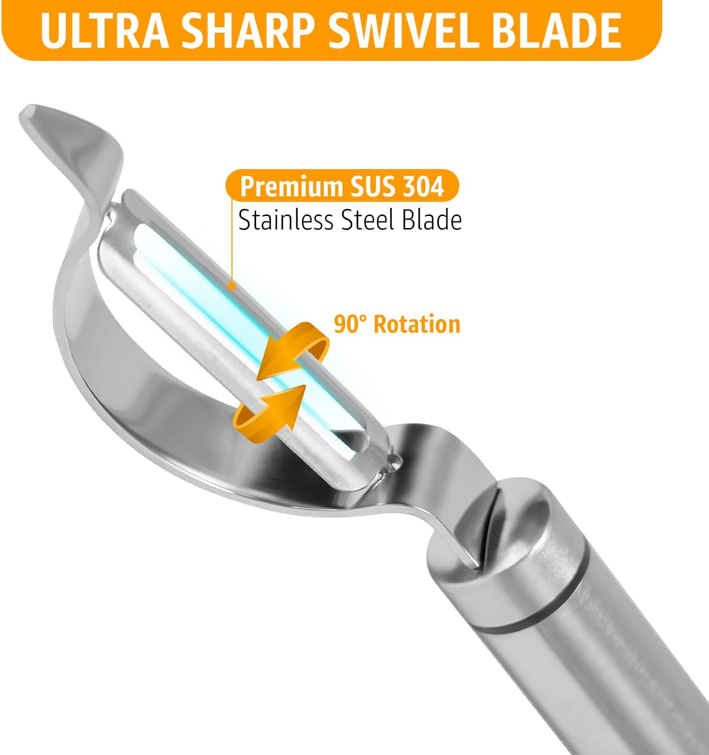 Stainless Steel Vegetable Peeler, Curved Ultra Sharp Blade with Rosewood Handle, Potato & Fruit Peeler with Eye Remover