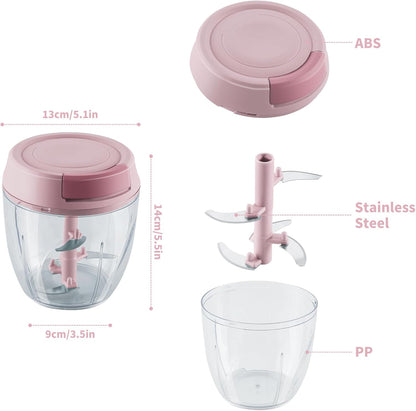 Garlic Chopper Mini Manual Hand Food Chopper for Kitchen Onion Dicer Crusher Garlic Mincer Blue 160ml