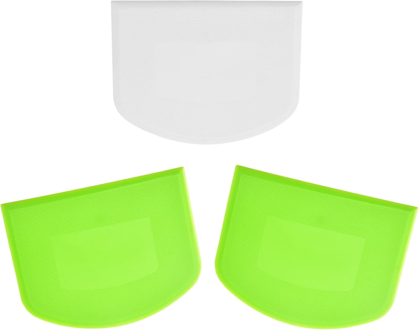 3 PCS Plastic Dough Scraper Bench Scraper, 4.7x3.7" Flexible Bowl Scraper, Food-Grade Dough Cutter, Non-Slip Food Scrappers for Bread, Cake, Cream, Fondant