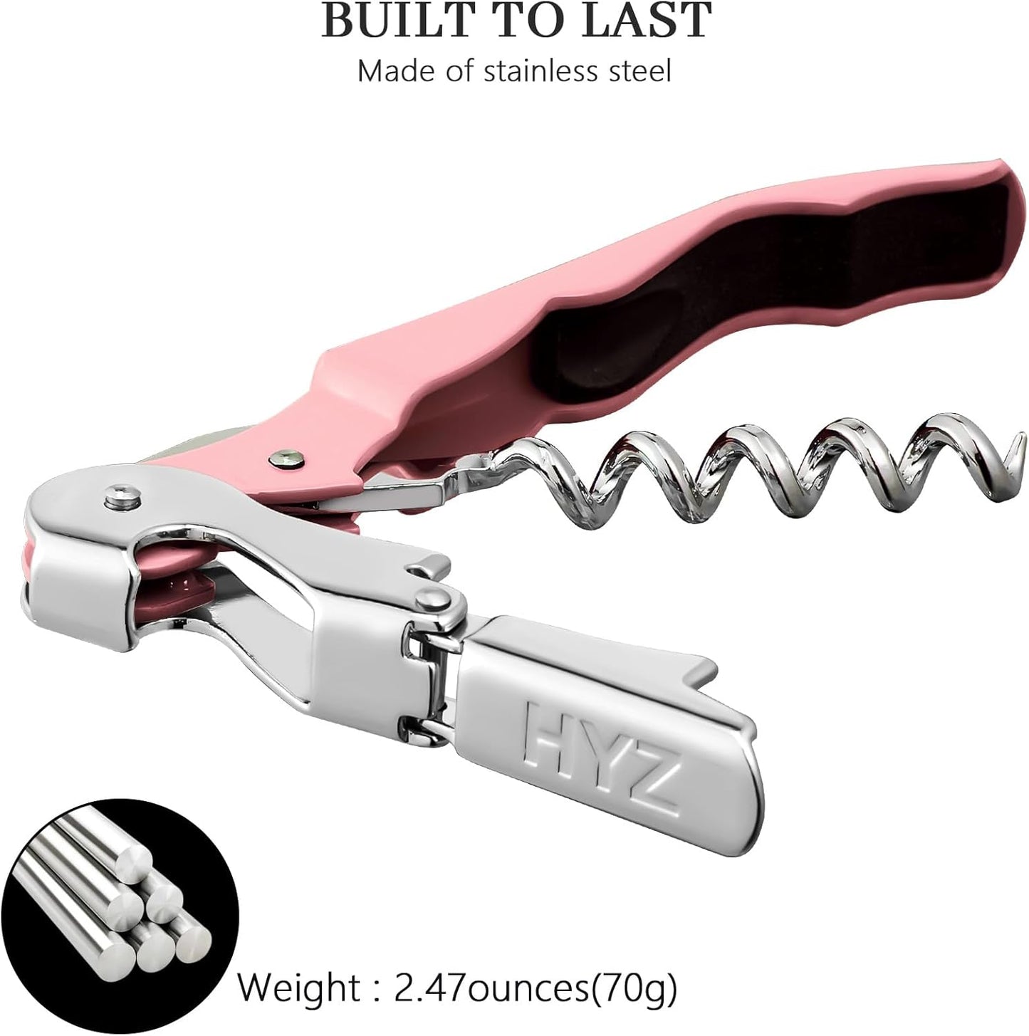 HYZ 2-Pack Wine Opener Waiter Corkscrew, Professional Wine Key for Servers, Bartender, with Foil Cutter, Manual Wine Bottle Opener Double Hinged (Black)
