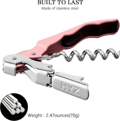 HYZ 2-Pack Wine Opener Waiter Corkscrew, Professional Wine Key for Servers, Bartender, with Foil Cutter, Manual Wine Bottle Opener Double Hinged (Black)