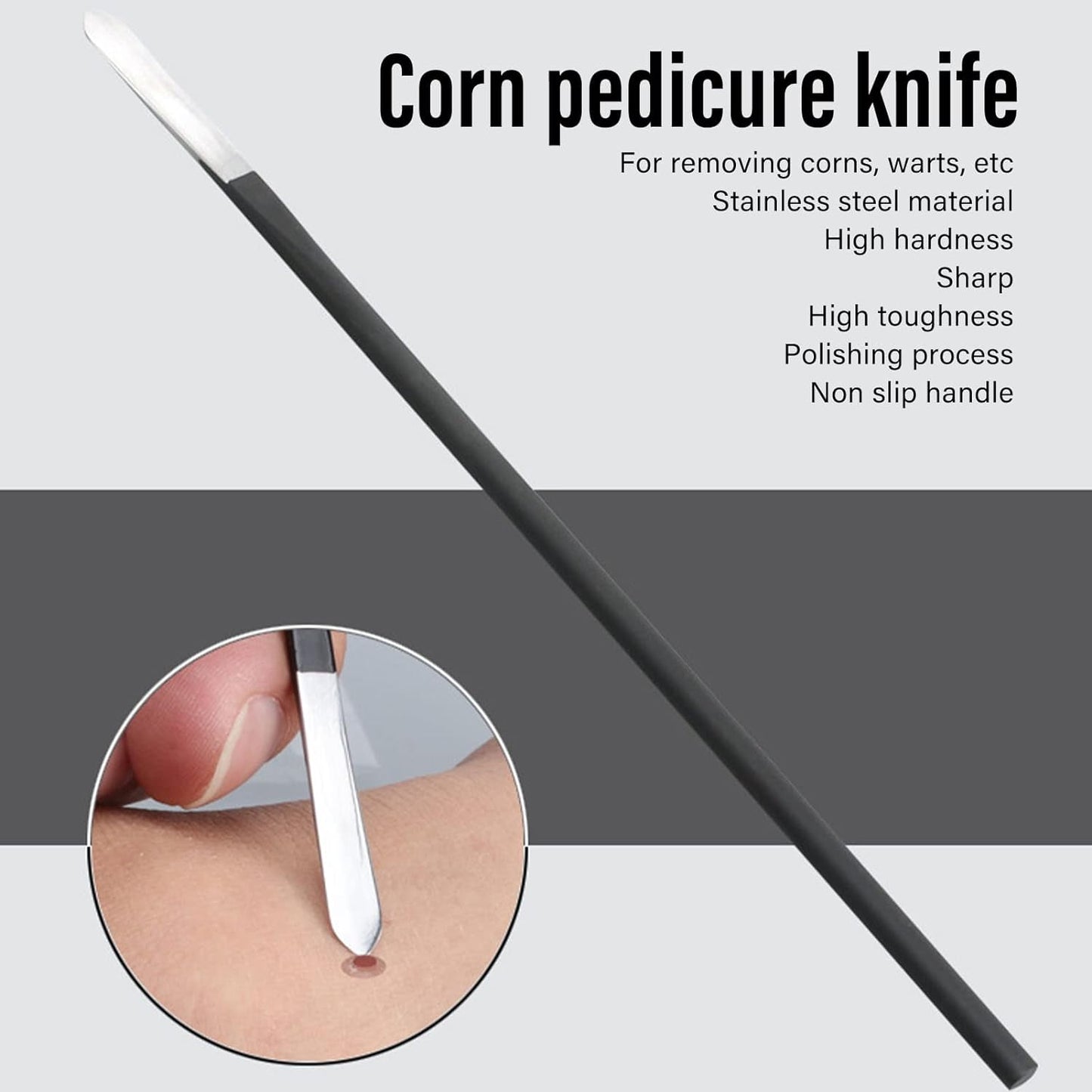 Corn Remover Tool, Pedicure Tools for Feet, Stainless Steel Pedicure Knife for Toes with Non Slip Handle for Peels