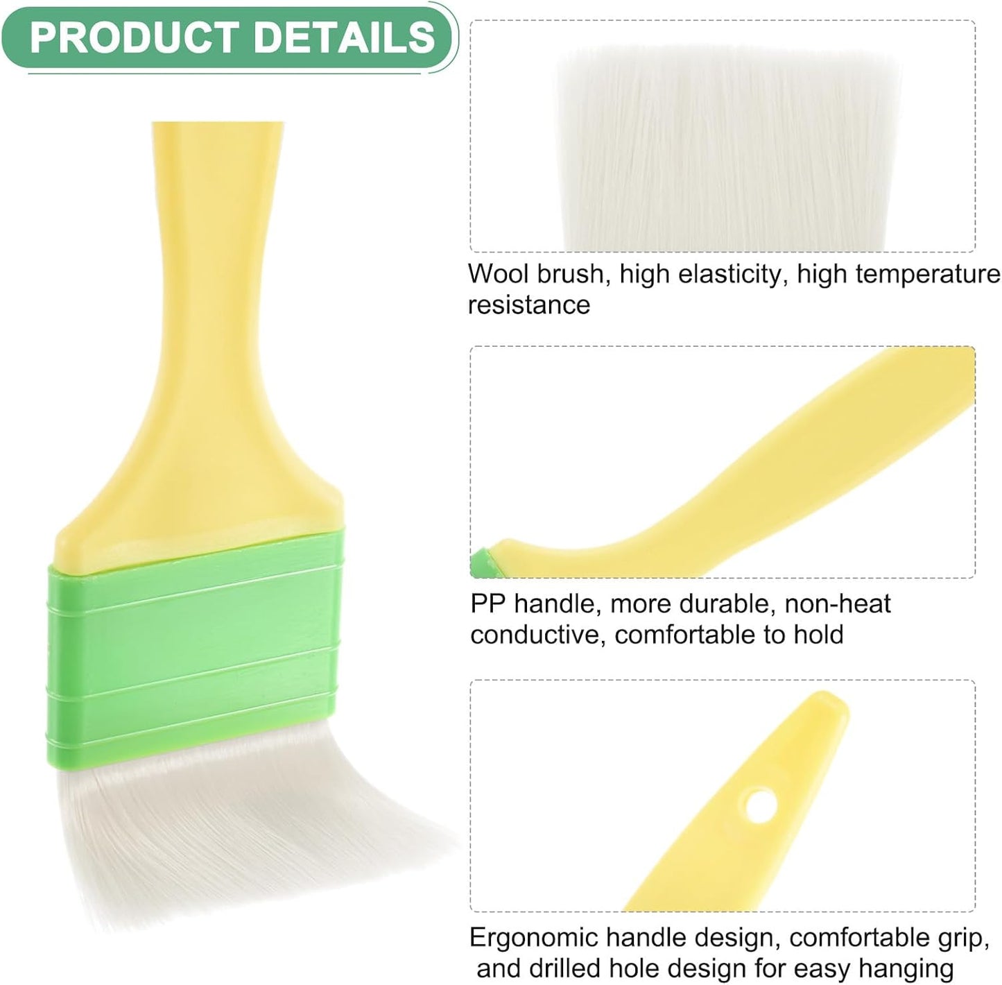 M METERXITY 2-Pack Pastry Brush, Wool Basting Baking BBQ Oil Brush for Cooking/Barbecue/Kitchen [3"]