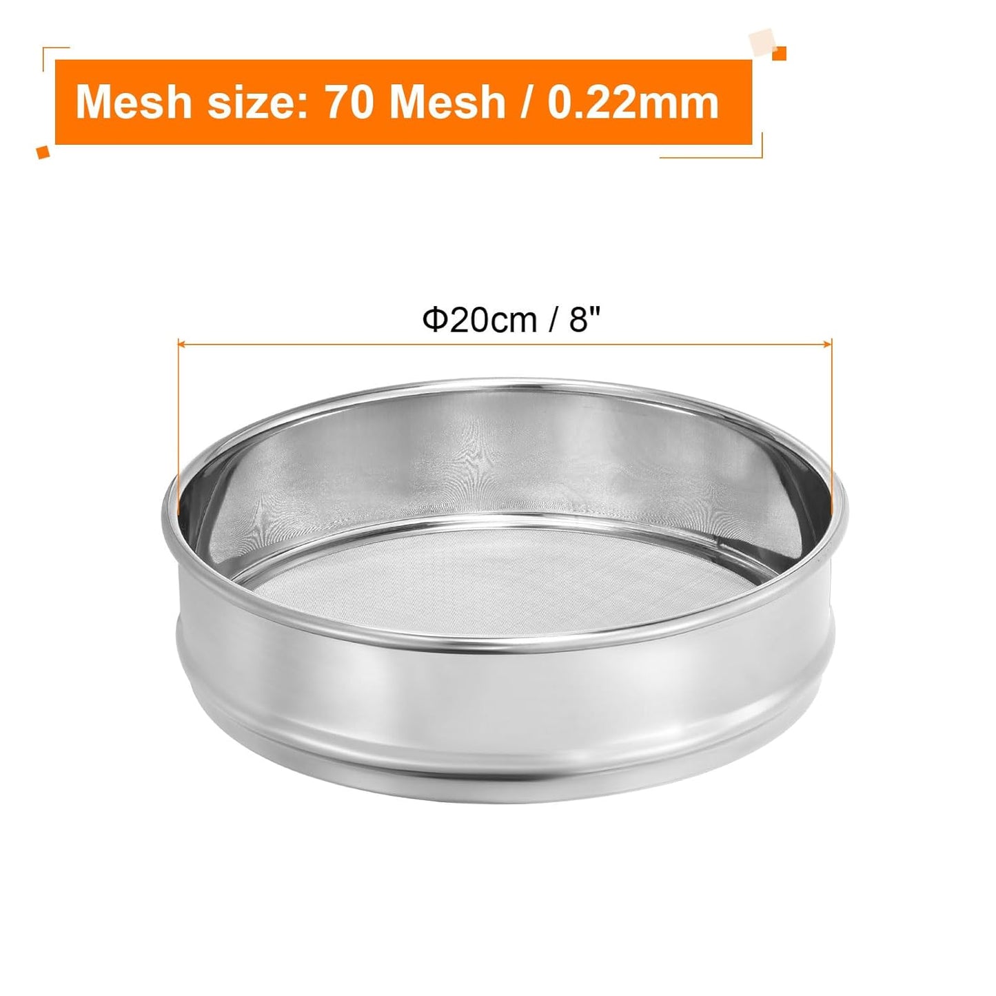 PATIKIL 10 Mesh Lab Sieve, 8" Diameter Test Sieve 304 Stainless Steel Wire Cloth (2mm) for Industrial Laboratory