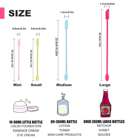 Mini Spatula Silicone Spatula Set, 4pcs Small Makeup Scrapers for Cosmetics, Reusable Beauty Tiny Tools, Thin Jar Scraper, Get Last of Makeup Out
