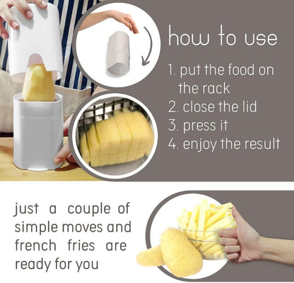 French Fry Cutter Natural Cut Rapid Slicer Vegetable Dicer Potato Tool Food Dicer Veggie Dicer Chopper Veg Chopper White