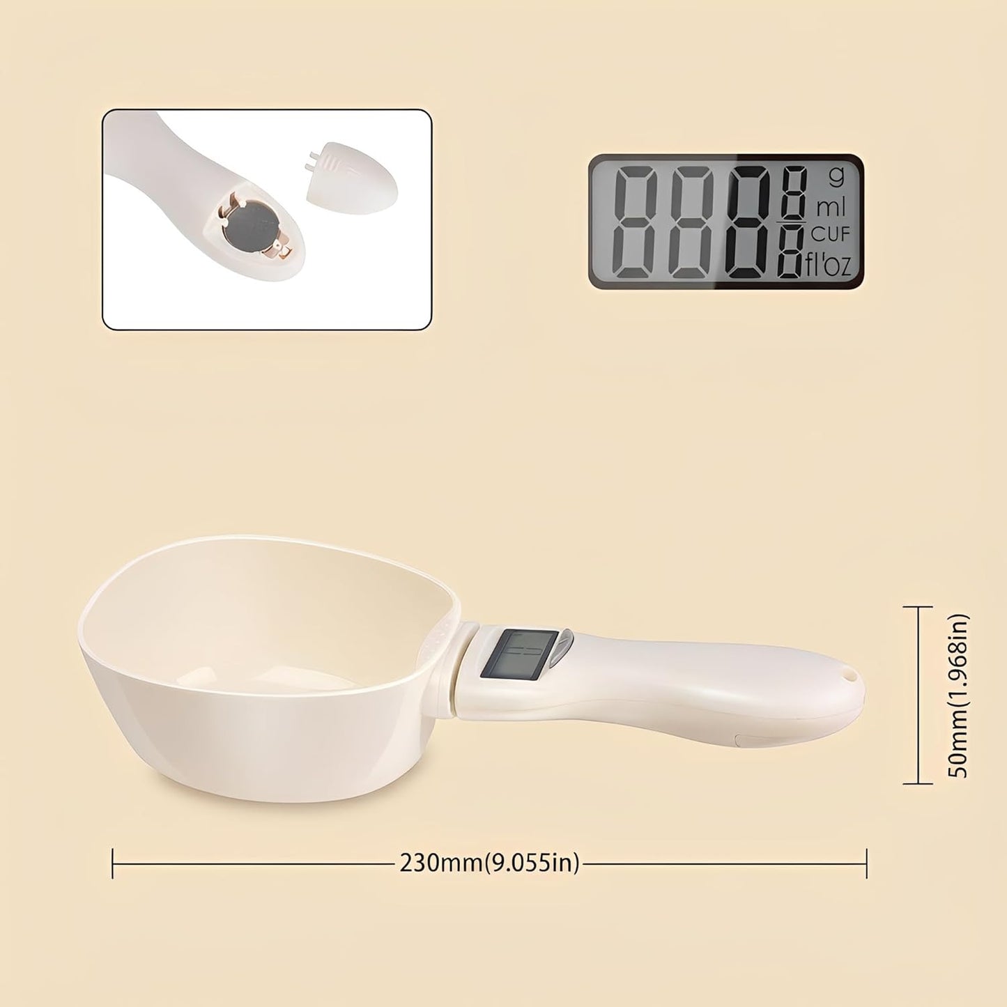 Electronic Measuring Spoon, Digital Measuring Spoon Scale, High Precision Food Scale with LCD Display, ABS Kitchen Measuring Spoon for Grams, Ounces, ml & Cups