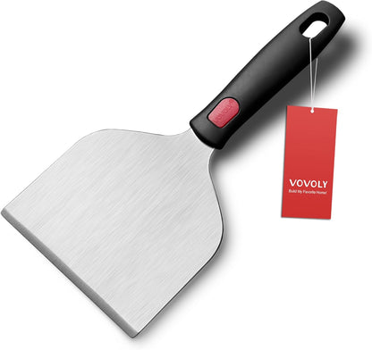 Vovoly Multipurpose Bench Scraper Kitchen Utensil for Flat Top Griddle, Dough Scraper Cutter for Bread and Pizza Cutter - Stainless Steel Metal Griddle Scraper Chopper