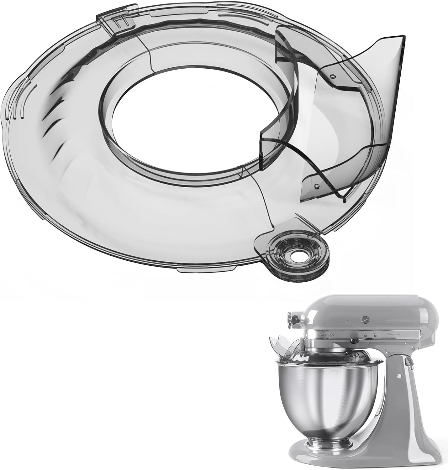 Pouring Shield for KitchenAid Tilt Head 4.5-5 QT (for Stainless Steel Bowls Only), for Kitchen aid Accessories and Attachments, Fully Enclosed Foldable Lid Mixer Bowl Cover & Flour Funnel