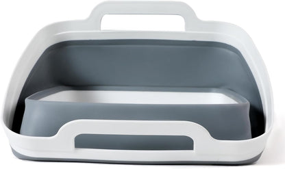 FOSJGO Collapsible Dish Basin with Drain Plug, 2.4 Gal (9L) Space-Saving Foldable Sink, Wash Basin for Kitchen, Baby Bottles, Vegetable Washing, Camping, RV and Party Beverage Tubs