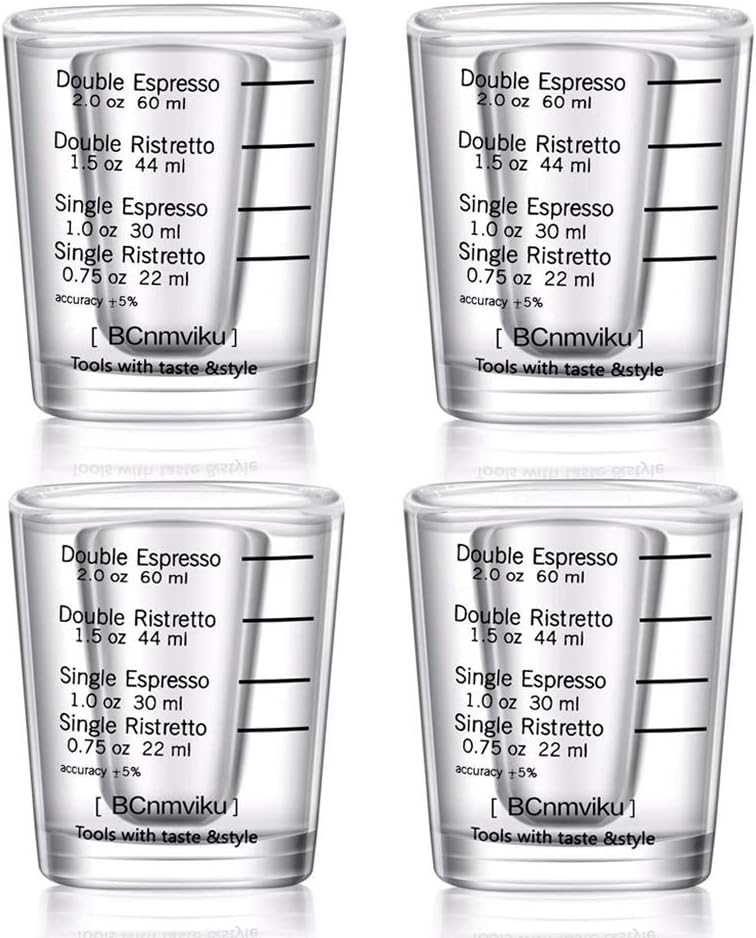 Shot Glasses Measuring cup Liquid Heavy Wine Glass Espresso Shot Glass 26-Incremental Measurement 1oz, 6 Tsp, 2 Tbs, 30ml (2 pack-black 30ml)