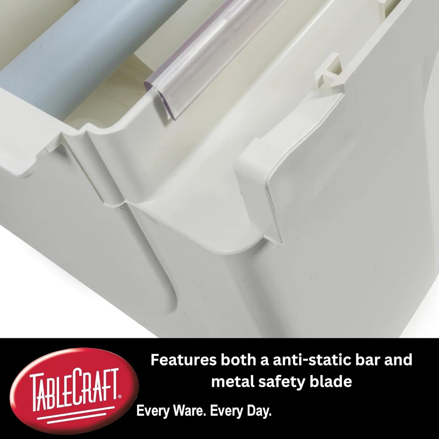 Tablecraft Film Wrapper Film Dispenser, Kenkut Single Roll of Plastic Food Cling Wrap and Aluminum Foil Holder, Slide Cutter, Heavy Duty Foodservice Restaurant Kitchen,White