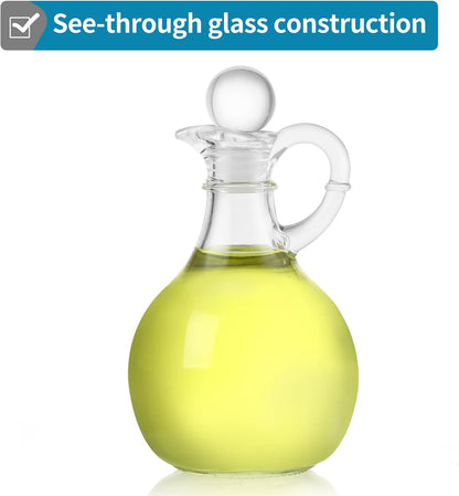MDLUU Clear Glass Oil and Vinegar Cruets, Salad Dressing Dispensers with Airtight Stoppers, Set of 2