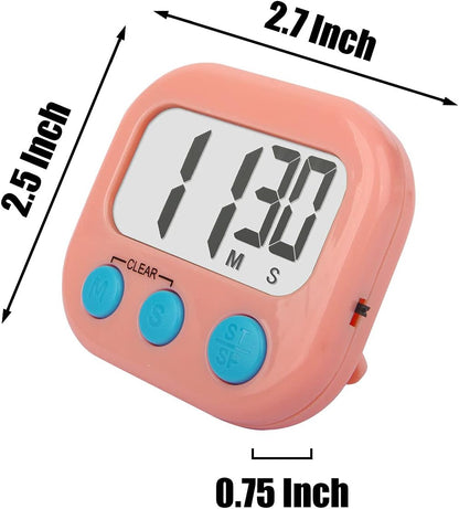 2 Pack Digital Kitchen Timer for Cooking Big Digits Loud Alarm Magnetic Backing Stand Cooking Timers for Baking White