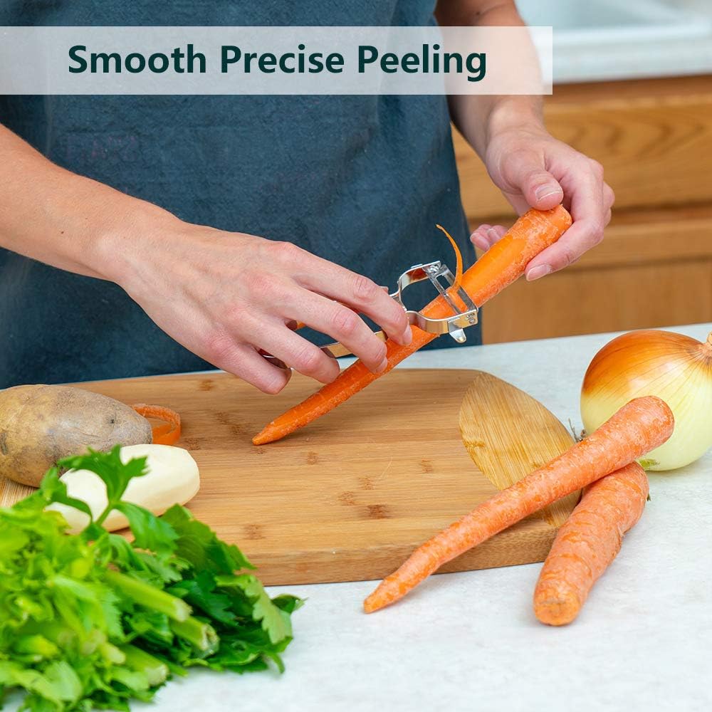 2 Pack Vegetable Peeler Stainless Steel for Kitchen - Y Peeler Safe to Use, Veggie Potato Fruit Carrot Cucumber Peeler, Easy to Peel & Clean