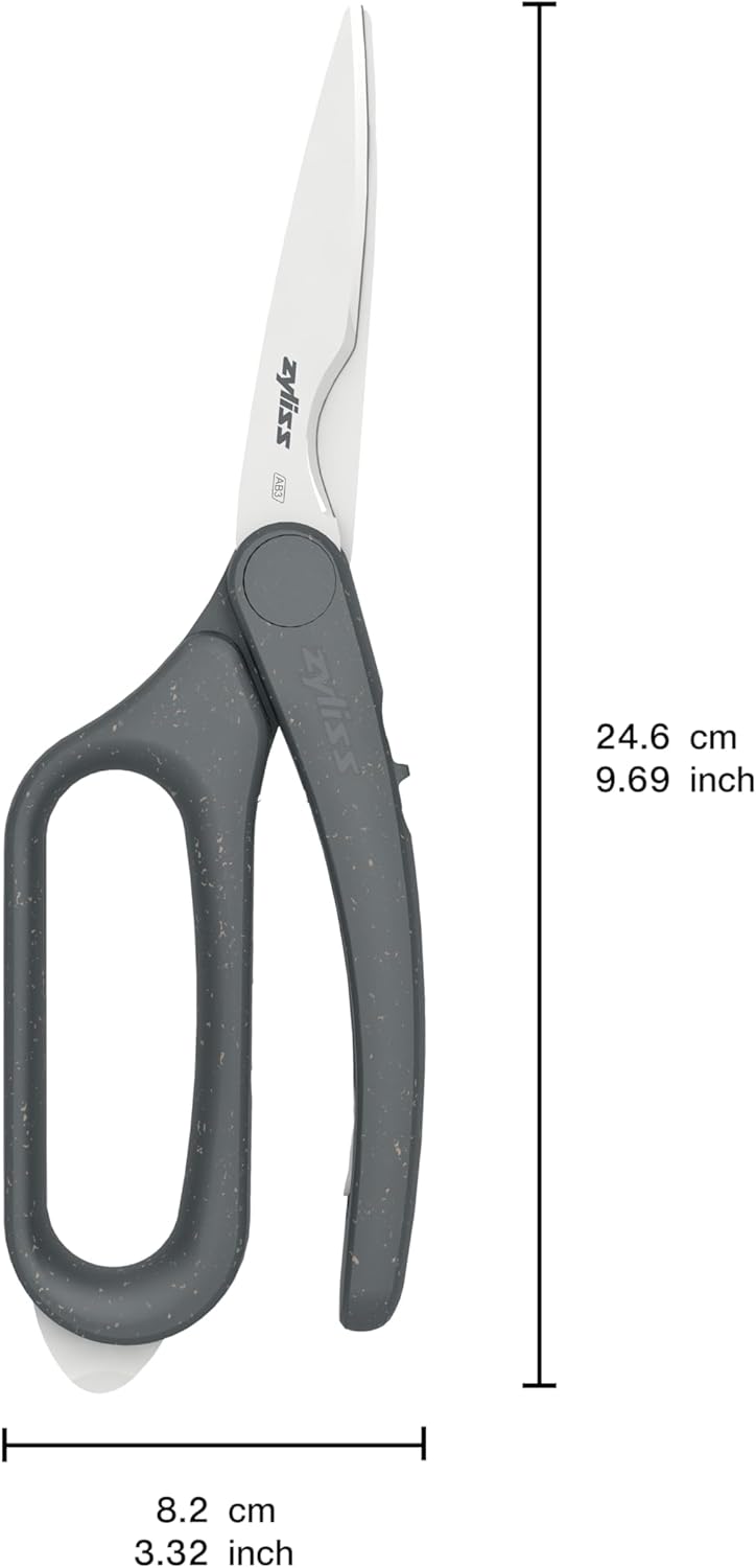 Zyliss Heavy Duty Home & Kitchen Herb Shears Scissors with Innovative Stem Stripper, Versatile Kitchen Shears for Trimming Weeds, Flower Buds & More - White/Green - 8.5 x 4.2 x 0.4 inches