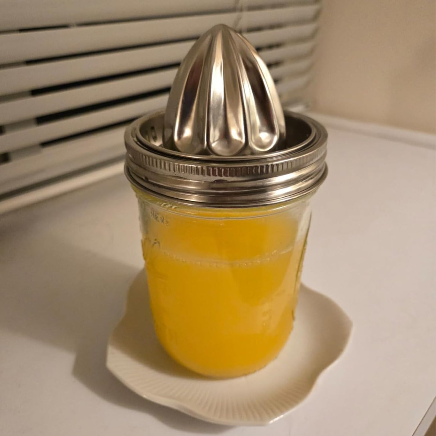 Mason Jar Juicer Lid (1 Pieces), Stainless Steel Citrus Reamer for Wide Mouth Mason Jar Lemon Orange Juicer Manual Citrus Juicer
