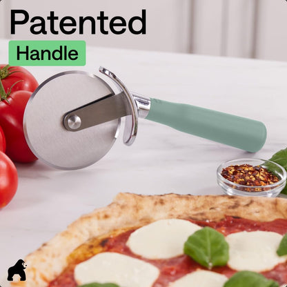 GORILLA GRIP Patented BPA-Free Large Pizza Cutter Wheel, 9 Inch, Extra Sharp Stainless Steel Blade, Slip Resistant Handle with Thumb Guard Protection, Slice Thick or Thin Pizzas, Pie, Pastries, Black