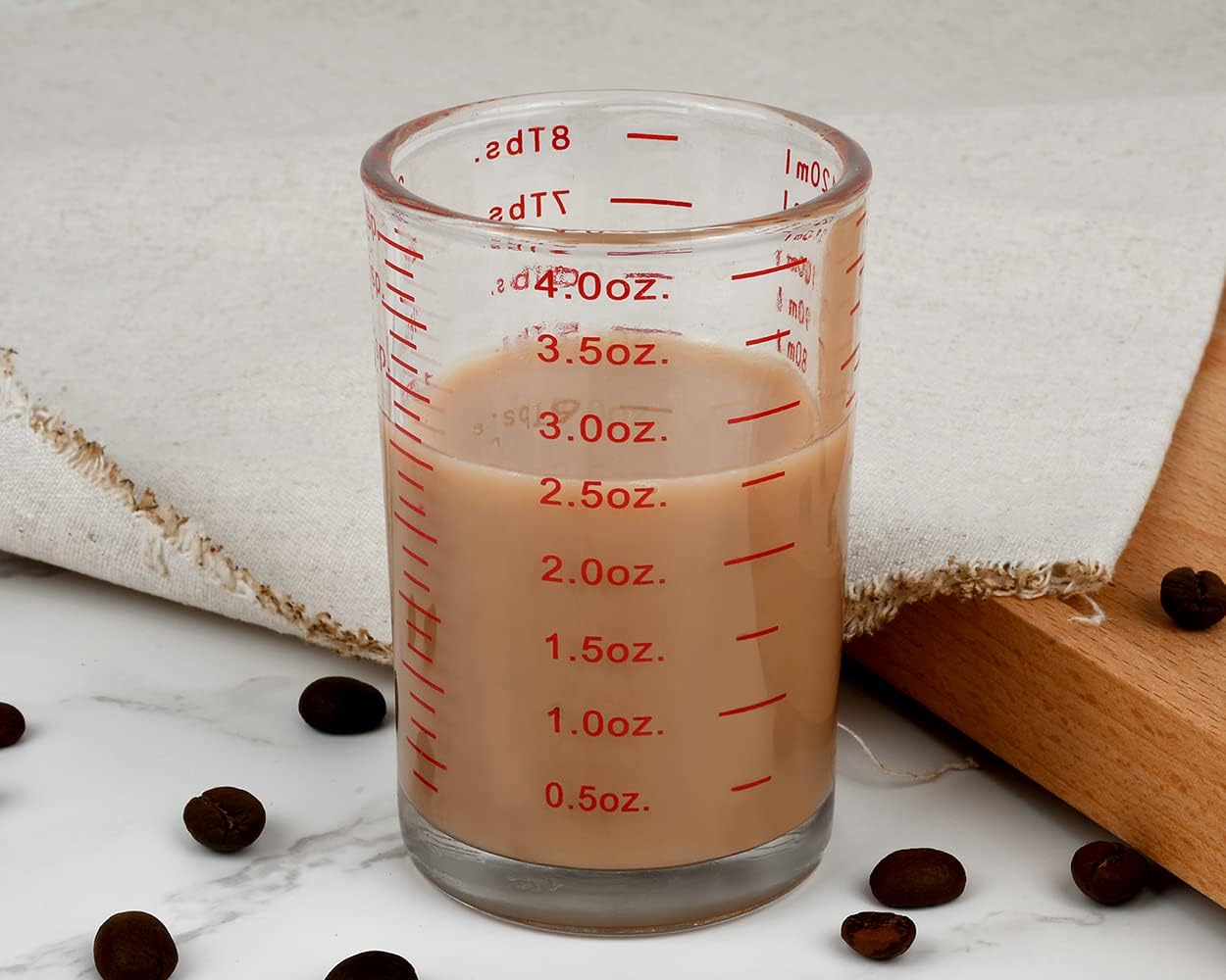 DS. DISTINCTIVE STYLE 120 Milliliter Measuring Cup 2 Pieces Shot Glass Measuring Cup with 4 Kinds of Measuring Scale for Small Amount Liquid (Red, 120 ml)