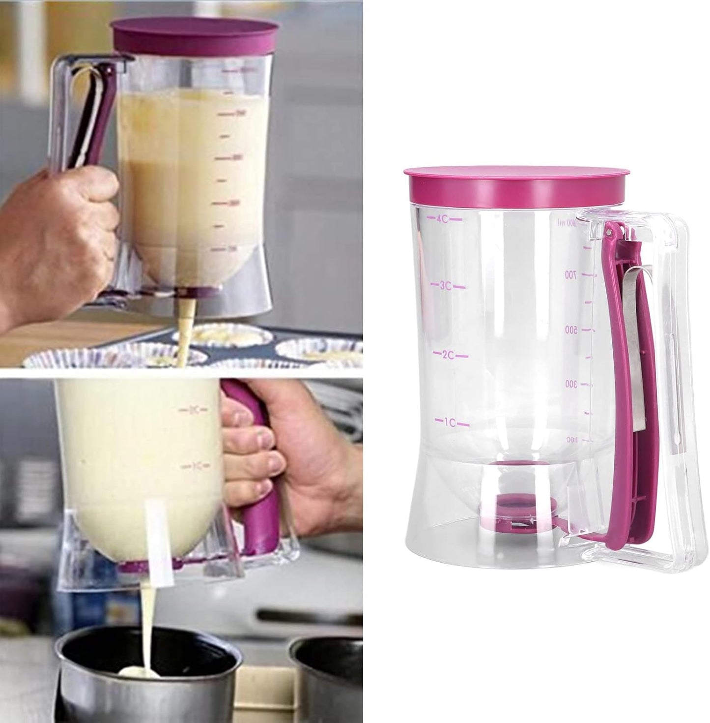 Pancake Batter Dispenser, BPA Free Pourer with Measurable Scale, Effortless Pancake Making