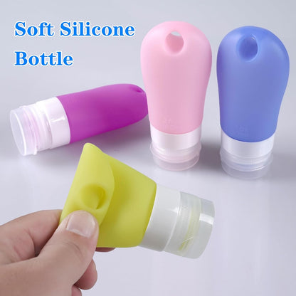 4-Pack Squeeze Salad Dressing Bottles, Leak Proof Food Storage Sauce Bottles Sauce Bottles, Portable Small Salad Dressing Containers,Food-grade Silicone- 4 Colors(1.3oz and 2 oz)