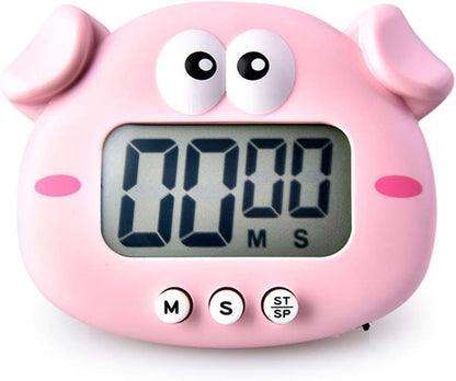 Kitchen Timer, Cute Cartoon Animal Countdown, Digital Cooking Timer with Magnetic, LCD Large-Screen Visual Clock, Hangable Alarm Clock with Stand，for Cooking Bake Sport Game (Timer-XG)